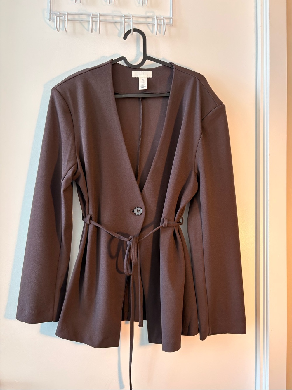 H&M Dark Brown Tie-Belt Jacket – Size S